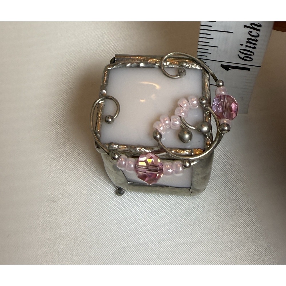 Vintage Tooth Fairy Pink Stained Glass Box Seven Sisters - Picture 8 of 8